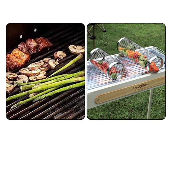 Grillkorg i rostfritt stål, cylindrisk, 30 cm