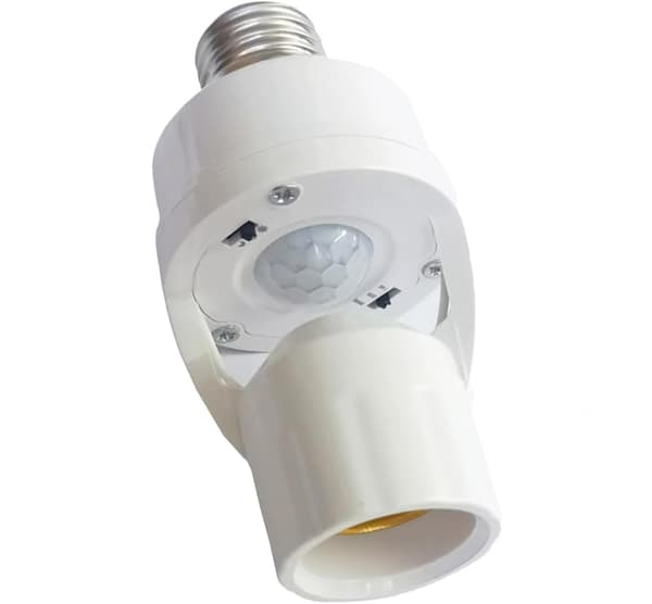 Justerbar PIR Rörelsesensor Lamphållare - Automatisk På/Av E27 Glödlampa Adapter för Hemsäkerhet & Energibesparing