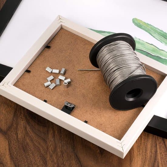 Ståltråd – Billedramme ophængstråd – Rustfri stålspole – Inkluderer 20 aluminiumsmuffer – Velegnet til tørrestativer, ophæng og klatreplanter