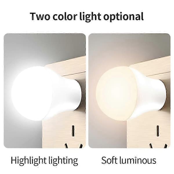 3x USB Plugg Lampe LED Øyebeskyttelse Leselys Datamaskin Mobil Strømlading USB Liten Boklampe Rund Nattlampe