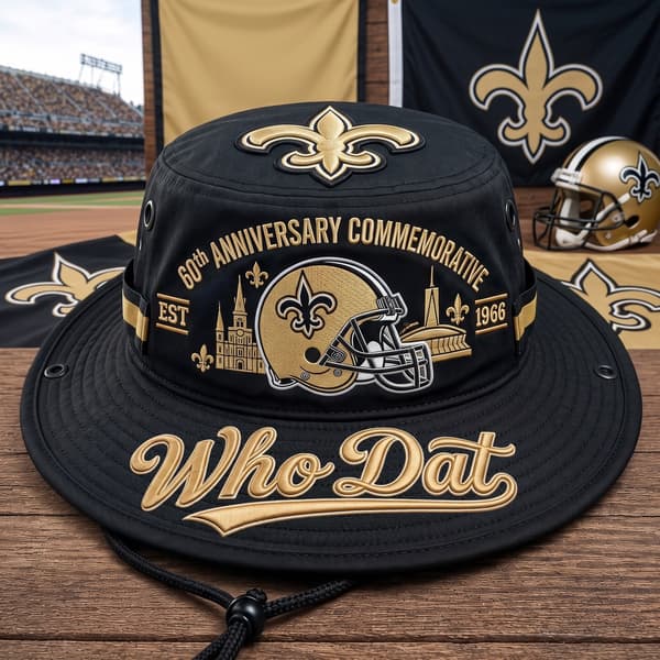 Who Dat 60-års jubilæum Boonie Hat – 60-års jubilæumshat, udendørs solhat til mænd og kvinder