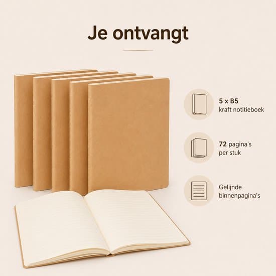 Anteckningsbok – Set med 5 linjerade kraftanteckningsböcker – 26,8 x 18,5 cm – Gul – För studier