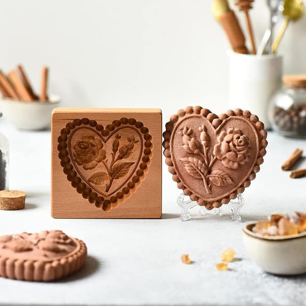 Trækagekiksform, 3D Bageform, Prægningshåndværk Dekoreringsbageværktøj, Velegnet til Halloween Thanksgiving Jul Køkken DIY (Kærlighed)