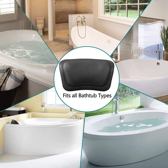 Badekarspude til badekarret - Badekarspude med sugekopper - Ergonomisk 3D badekarspude - Velegnet til badekar og jacuzzier - Sort