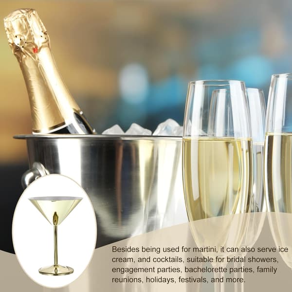 Martini cocktailglas i rustfrit stål 180 ml, brudsikre vinglas til fester osv. 2 stk.