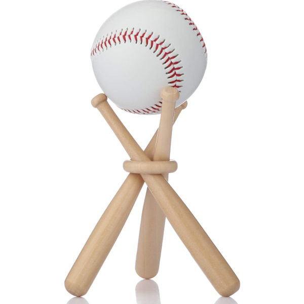 Baseboll displayställ, boll display, trä displaybord, solid rund träpinne, för basebollentusiaster (baseboll ingår ej)