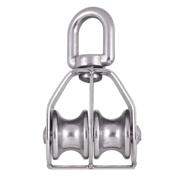 Rostfritt Stål Vajerkran Dubbel Talja Block, M32 Hängande Vajer Draghjul, 4-pack M32