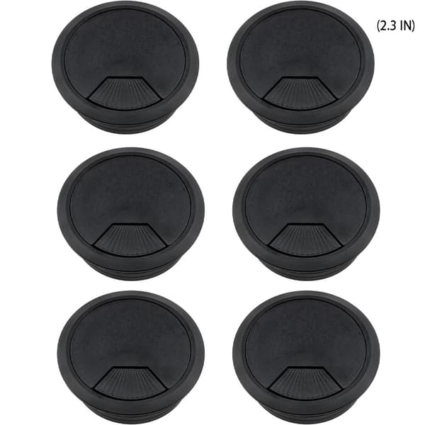 Computerbord Bord Grommet Kabelport Ledningshul Dæksel 6 stk - (Farve: Sort) 60mm