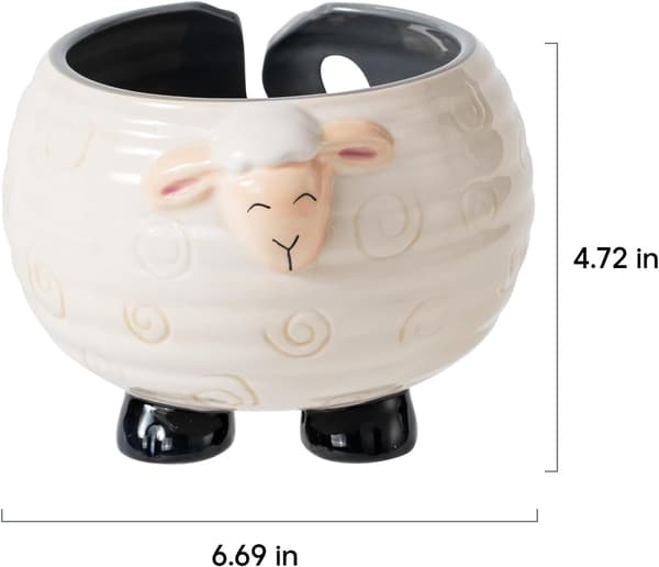 Garnskål til hækling, stor fåreformet keramisk garnholder, hækleskål