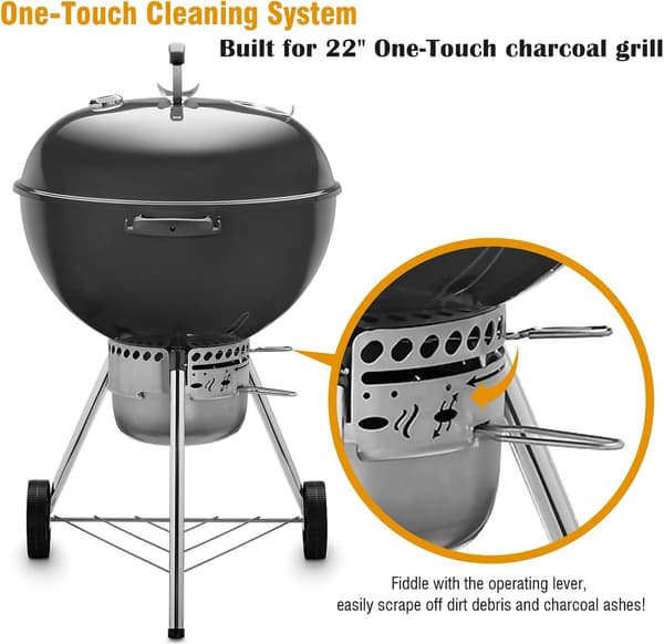 22,5-tommer grill One-Touch rengøringssystem-sæt, passende erstatning Weber 7444 grilldele