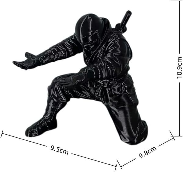 Ninja Penneholder, Sort, 3D-printet Krigerfigur Skrivebordsorganisator
