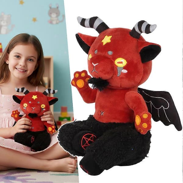 Baphomet Plushie - Demon Gosedjur för Gotisk Rumsinredning & Unik Barnpresent - Bedårande & Rolig Samlarleksak