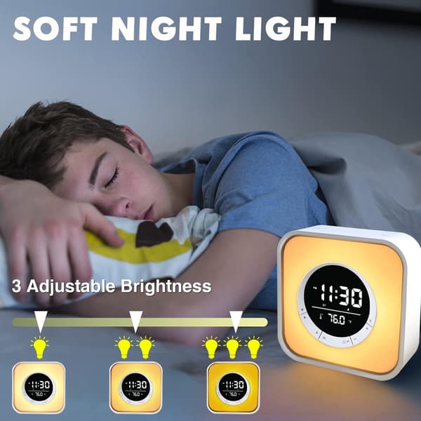 Multifunktionel lysende vækkeur - Multifunktion - Bluetooth 5.0 højttaler - 10-farvet LED-lampe - FM-radio