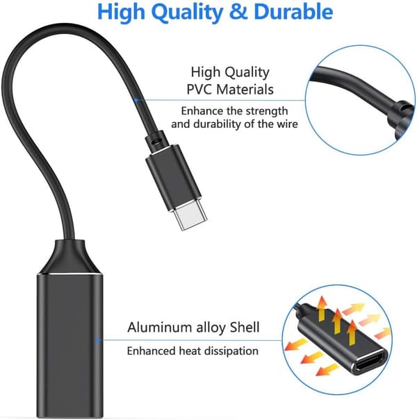 USB C–HDMI-sovitin 4K, USB Type C–HDMI-sovitinkaapeli [yhteensopiva Thunderbolt 3:n kanssa (musta)]