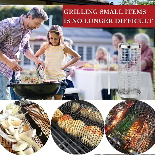 2 stk. store grillkurve i rustfrit stål med stativ
