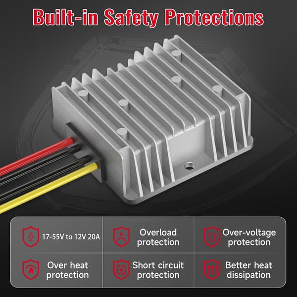 18V til 12V omformer for batteriadapter, DC 12V 20A 240W nedtrappingsregulator-FF-