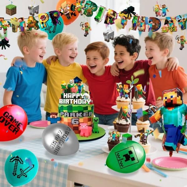 Syntymäpäiväkoristeet - INBOXXARTY - Minecraft - Ilmapallot ja tarvikkeet - Monivärinen - Lapsille