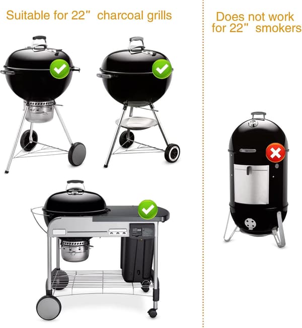 22,5-tommer grill One-Touch rengøringssystem-sæt, passende erstatning Weber 7444 grilldele