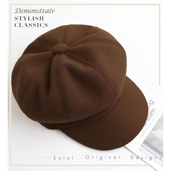 Dame beret, aviskasket, fransk uldhat, klassisk efterår/forår/vinterstil.