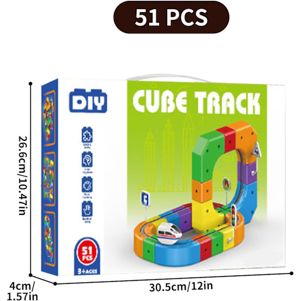 Click on the Track Sähköjunarata, Magic Track Cube, 3D-upotettu asettelu junarata, DIY Cube Track, lapsille (51 kpl)