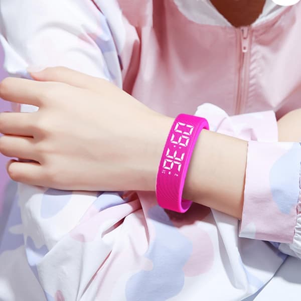 2026 Nytt Sömnvibrationsväckarklocka Armband - Tyst Väckarklocka Armband, Lämplig för Djupsovare, med Digital Display Rosa