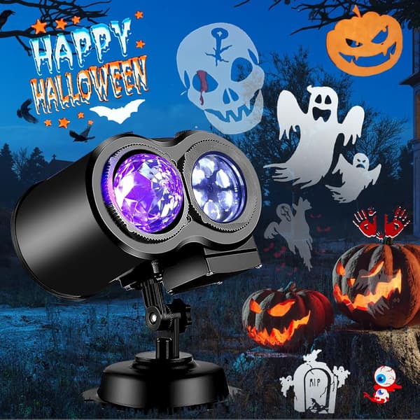 Jule- og Halloween-dekorasjonsprojektorlys med 16 HD utskiftbare lysbilder, vanntett projektorlysshow