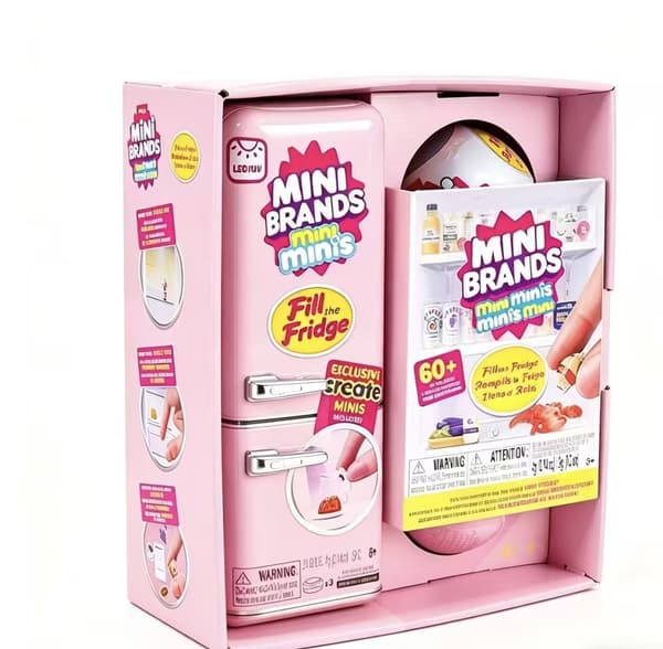 Minikylskåp + 2 kapslar, Fyll kylskåpssetet, Mini Brands. pink