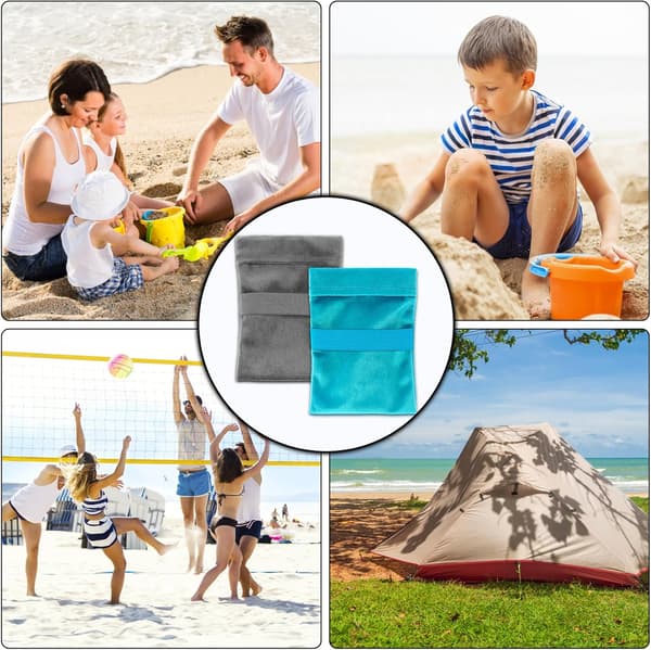 2 stk. sandfjerner til stranden, blød sandfjernelsespose, tilbehør til strandferie og camping (talkumfri)