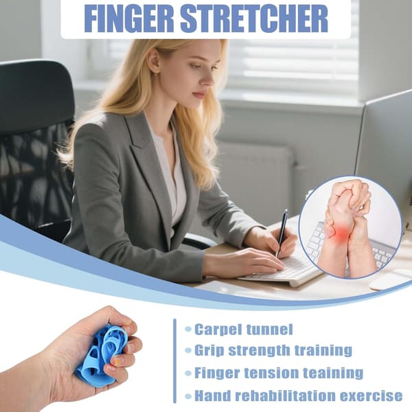 2 st fingerförlängningsövning handgreppsstärkare handterapiutrustning för greppträning med dubbla motståndsnivåer (rosa och blå)
