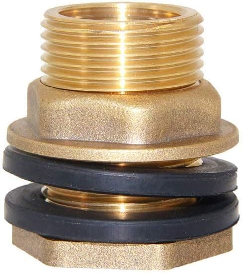 2 stk. 1/2\" hun 3/4\" han massiv messing vandtankforbindelse skotankfitting med 2 gummiringe stabiliserende