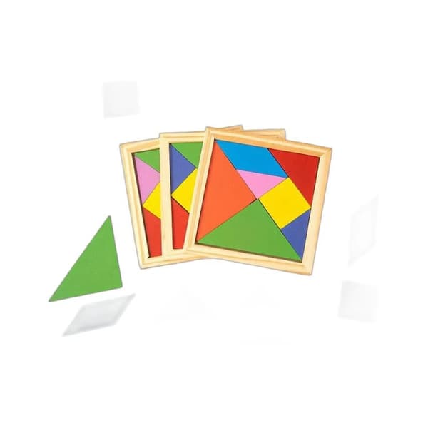Tangrams Træpuslespil Tangrams Sæt til Formpuslespil Hjerne Logikblokke til Spil Pædagogiske Gaver til Voksne Studerende (Notch Style)