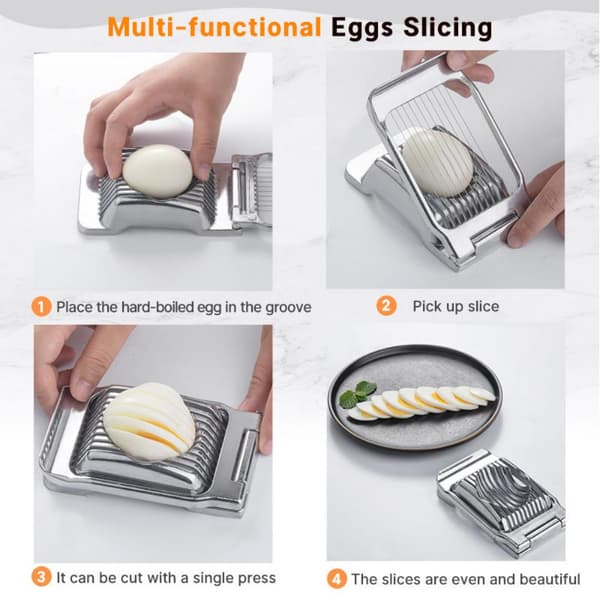 Eggdeler, eggkutter for hardkokte egg, kraftig aluminiumsdeler for eggsopp jordbær myk frukt, rustfritt stål