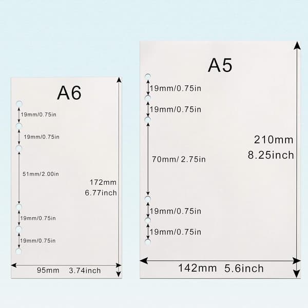 A5-påfyllningspapper, 3 förpackningar med 100GSM tjockt påfyllningsbart papper, 6-håls påfyllningsremsor, löst bladpapper, 180 ark (360 sidor) för pärm, dagbok