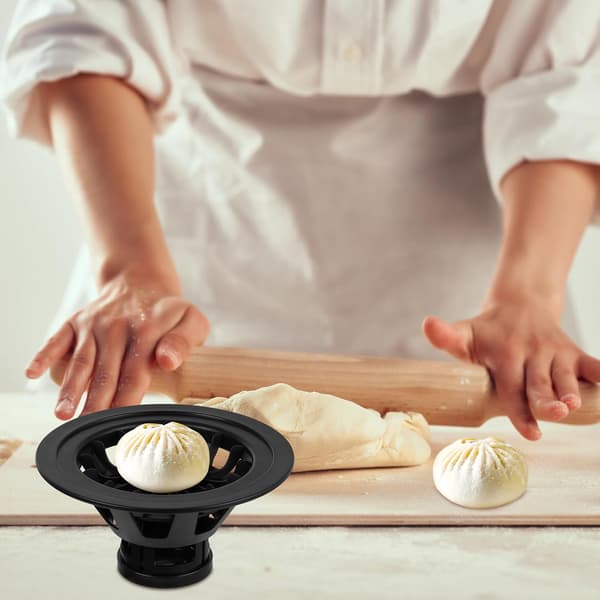 Baozi Maker, 7.09\" Dumpling Momo Ravioli Maker Maskine, Instant Pastry Pie Steamer Bolleform Black