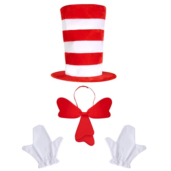 Kat-hat til voksne, kattekostumesæt med høj hat, handsker og butterfly - Åndbart cosplay-tilbehør