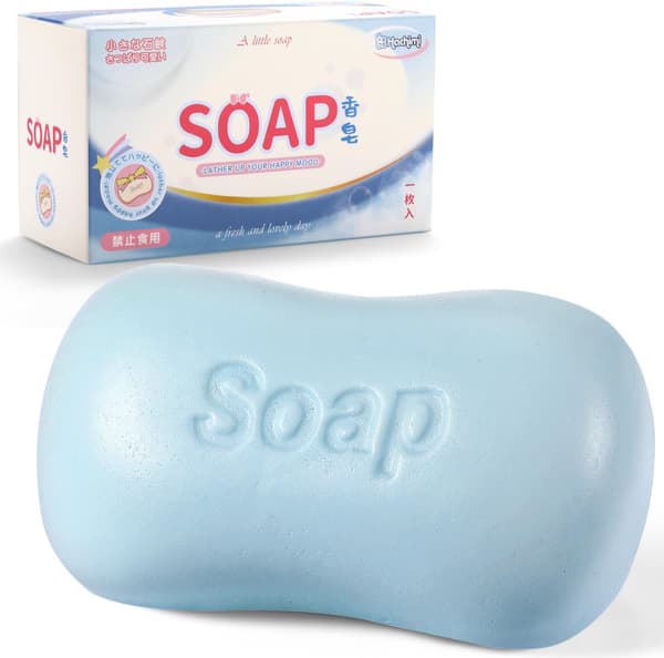 Sæbe Squishy, Langsomt Stigende Squishy, Stress- og Angstdæmpende & Fidget Legetøj til ADHD, Realistisk Sæbe Klemmelegetøj til Strømpefyld, Festgave (Blå) blue