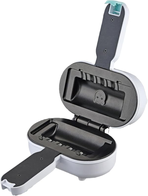 Bärbar Mini Frukostmacka Maker, Multifunktionell Varmpressad Brödrost och Våffeljärn, Non-Stick Beläggning, 3 Minuters Snabb Tillagning (Vit)