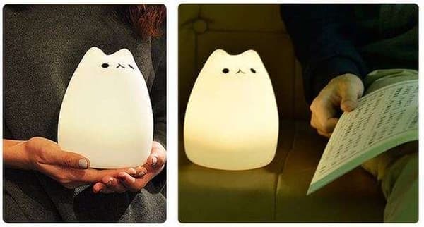 Squishy Nattlampe RGB med Fjernkontroll LED-lampe Katt
