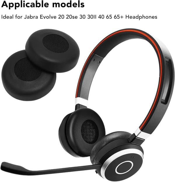1 par engangs øreputer i skum til hodetelefoner, egnet for Jabra Evolve 20, 20se, 30, 30II, 40, 65 og 65+ headset.