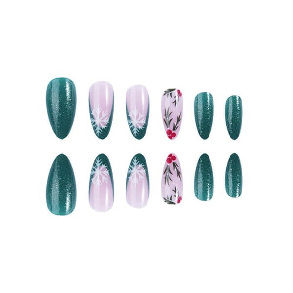 24 stk. jule snefnug dråbeformede negletips, fransk manicure