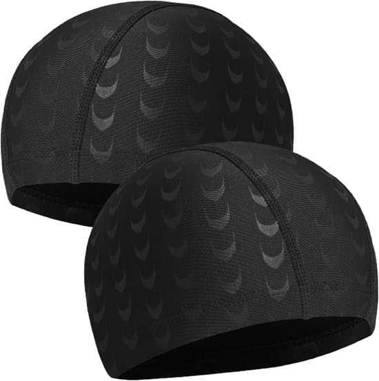 2-pack badmössor Öron- och hårskydd – Badmössor för vuxna (män och kvinnor) Tryckt design Dubbellagers elasticitet Material: polyester 22 x 16 cm