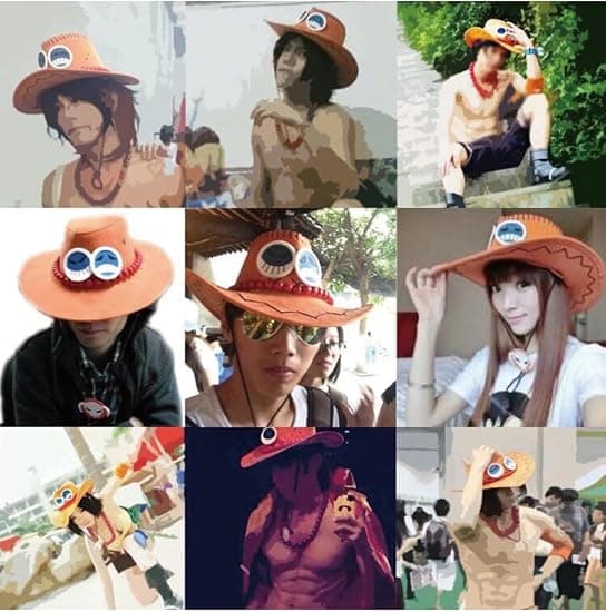 Portgas D. Acen oranssi hattu One Piece Cosplay Cowboy-hattu