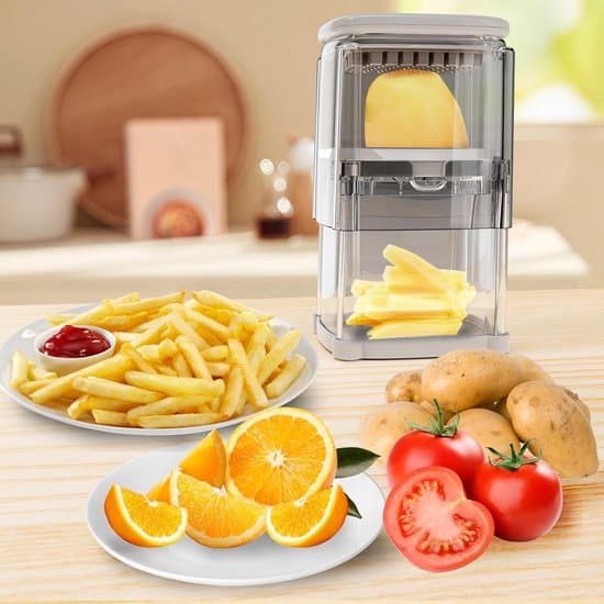 En fire-i-ett grønnsakskutter: Pommes frites-kutter, potetkutter, løkkutter, kjøttkvern og eplekutter – en manuell grønnsakskutter med fire blader