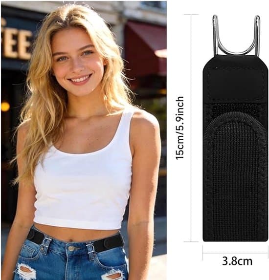 4 Stykker - Spændeløst Bælte - Elastisk Komfortbælte - 3,8 cm bredt - Brun, Sort - Strækbart Buksebælte - Usynlig Strækbar Talje - Til Jeans