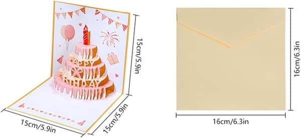 3D pop-up bursdagskort, varm LED-lys bursdagskake musikkort postkort, opptakbar velsignelse