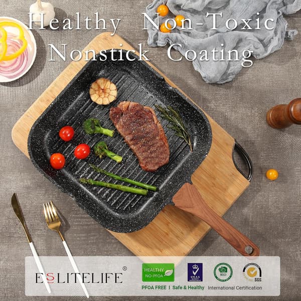 Non-stick bakeform, egnet for innendørs matlaging, multifunksjonell firkantet stor grill stekepanne biffpanne