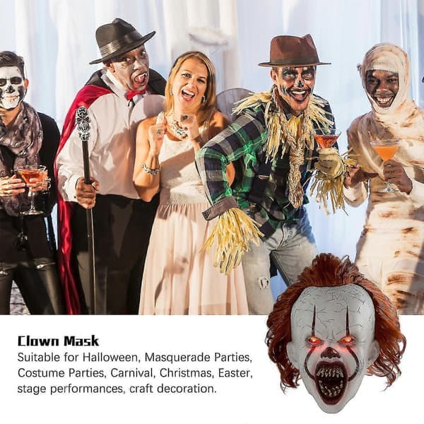 Pelottava It Pennywise -klovninaamio, cosplay-hymy Not Glowing Smiley