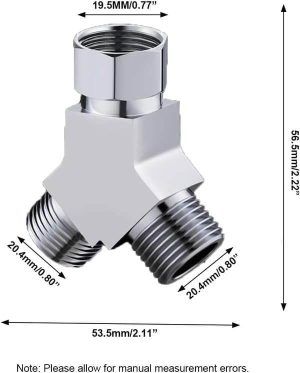 Y-formet brusearmsomleder ventil 3-vejs adapter stik komponent adapter til håndbruser, fast brusehoved og sprøjtehane (hun-han-han)