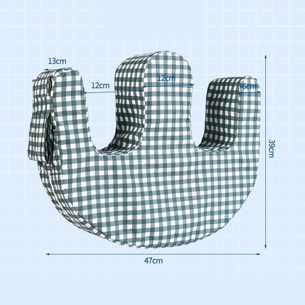 Gingham U-formad sidokudde - Multifunktionell kilkudde för sängliggande och vård efter operation