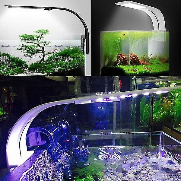 Akvarielys LED hvidt og blåt lys nano clip belysning Sort Black